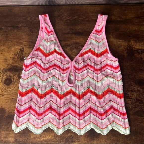 Torn by Ronny Kobo Pink Red Chevron Crochet 2-Piece Set Skirt Set. Medium. NWT! - Picture 4 of 16